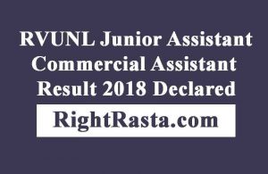 RVUNL Commercial Assistant Result 2018