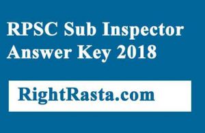 RPSC Sub Inspector Answer Key 2018