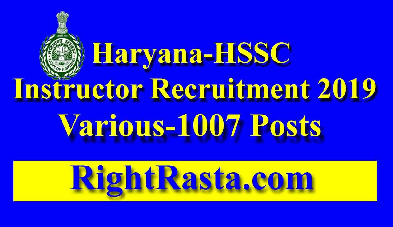 HSSC Instructor Recruitment 2019
