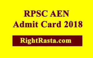 RPSC Assistant Engineer Admit Card 2018