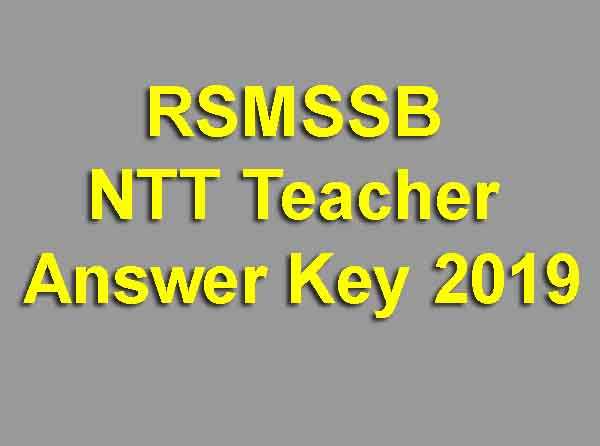 RSMSSB NTT Teacher Answer Key 2019