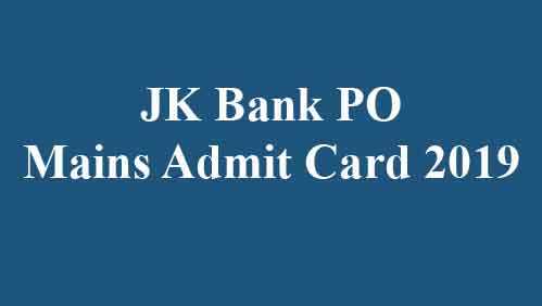 JK Bank Mains Admit Card