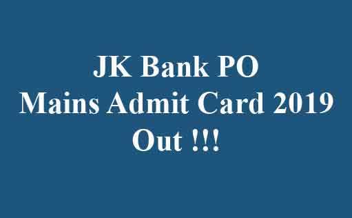 JK Bank PO Mains Admit Card