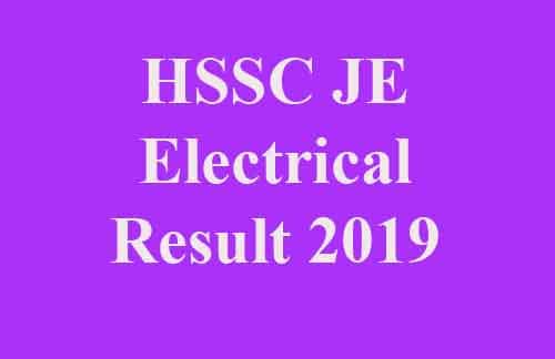HSSC JE Electrical Result 2019