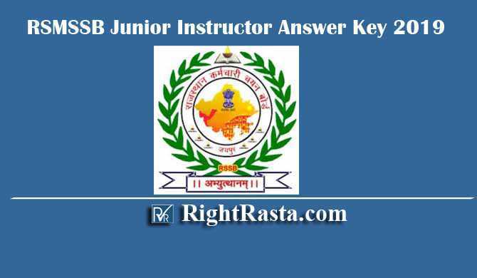 RSMSSB Junior Instructor Answer Key 2019