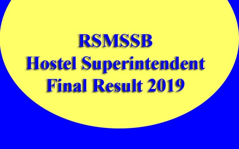 RSMSSB Hostel Superintendent Final Result