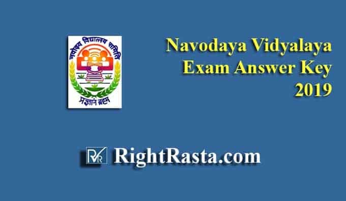 NVS navodaya vidyalaya Exam Answer Key 2019