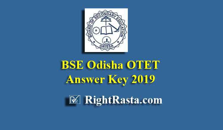 BSE Odisha OTET Answer Key 2019