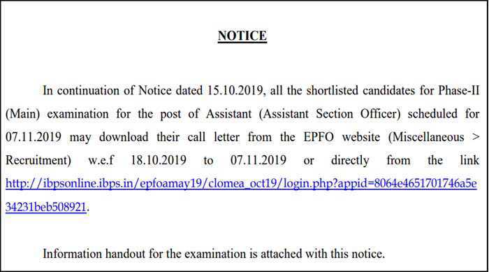 epfo assistant mains exam date