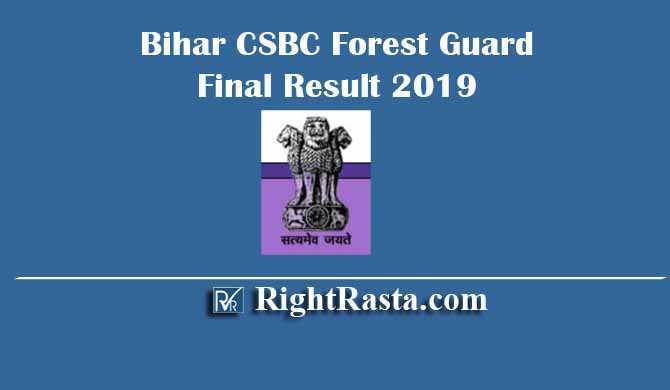 Bihar CSBC Forest Guard Final Result 2019