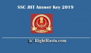SSC JHT Junior Hindi Translator Answer Key 2019