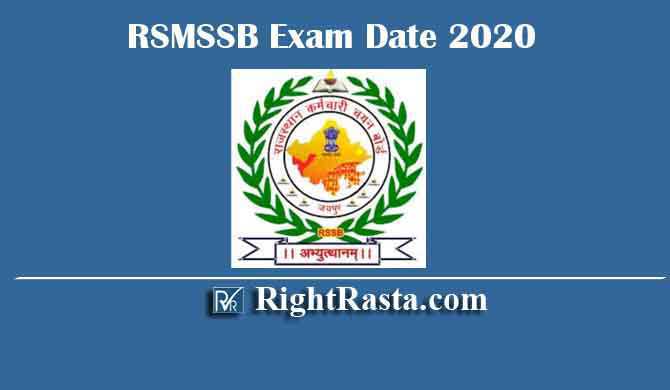 RSMSSB Exam Date 2020