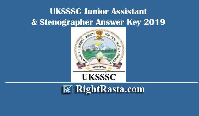 UKSSSC Junior Assistant Stenographer Answer Key 2019