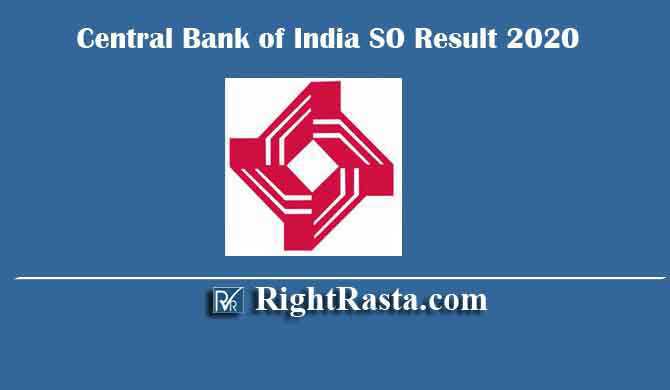 Central Bank of India SO Result 2020