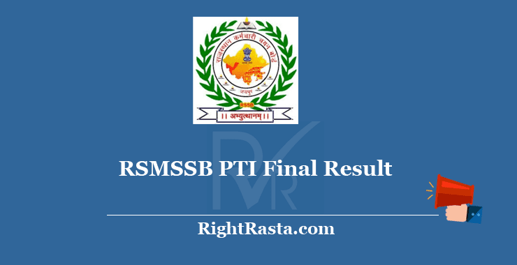 RSMSSB PTI Final Result 2018