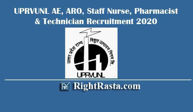 UPRVUNL AE, ARO, Staff Nurse, Pharmacist & Technician Recruitment 2020