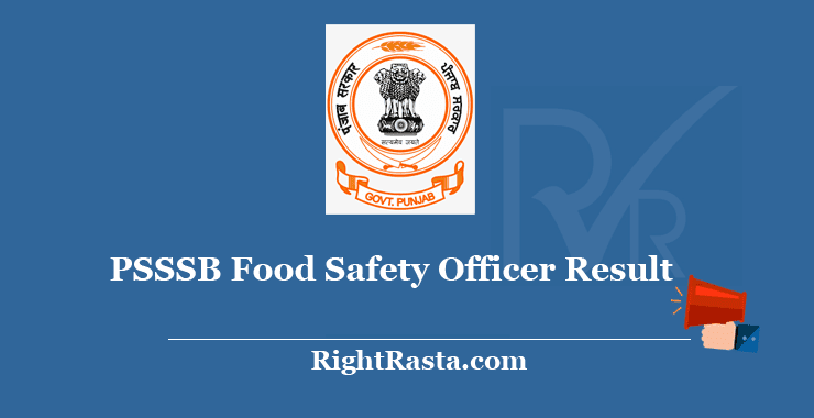 PSSSB Food Safety Officer Result 2020