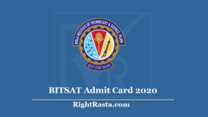 BITSAT Admit Card 2020