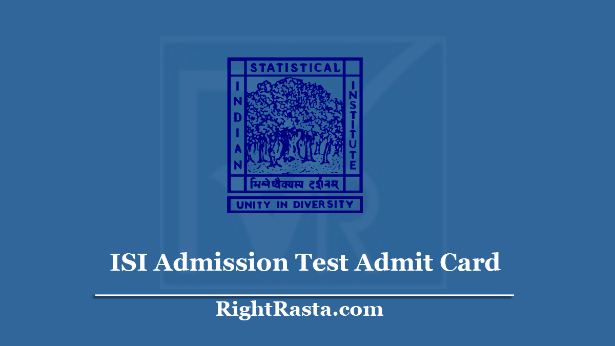 ISI Admission Test Admit Card
