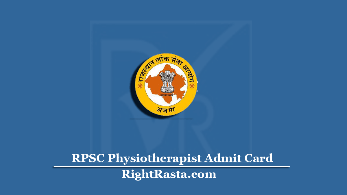 RPSC Physiotherapist Admit Card
