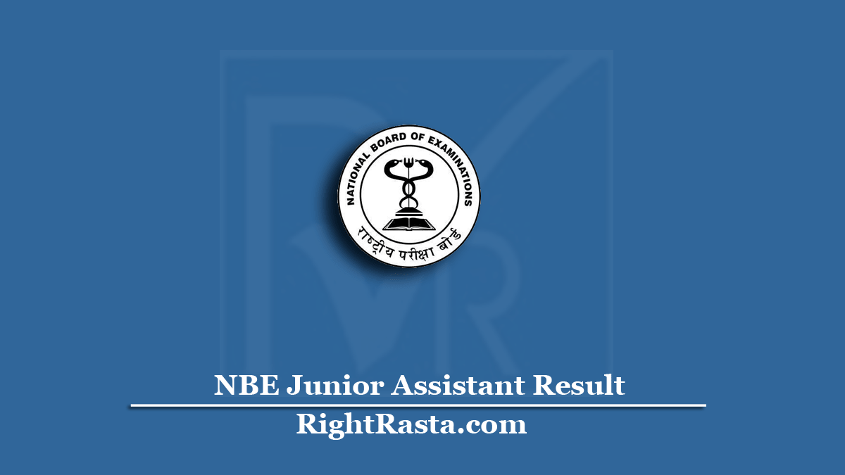 NBE Junior Assistant Result