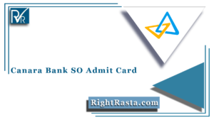 Canara Bank SO Admit Card