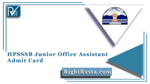 HPSSSB Junior Office Assistant Admit Card