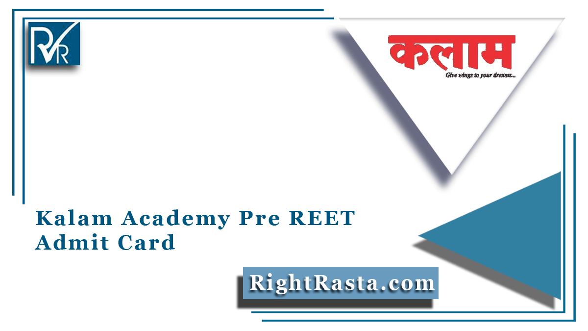 Kalam Academy Pre REET Admit Card