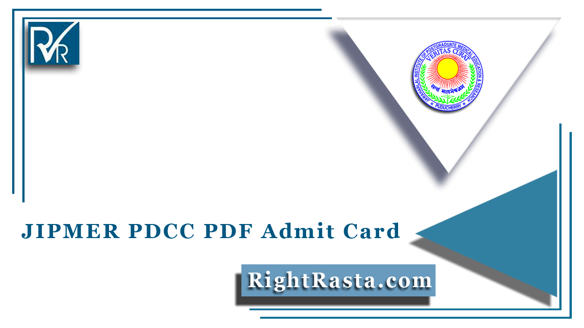 JIPMER PDCC PDF Admit Card