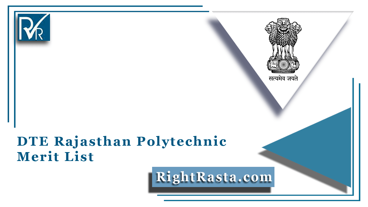 DTE Rajasthan Polytechnic Merit List