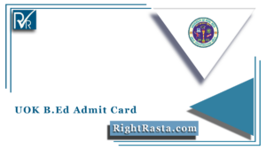 UOK B.Ed Admit Card