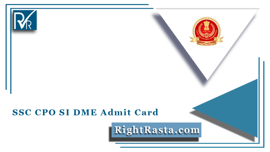 SSC CPO SI DME Admit Card