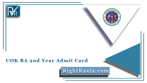 UOK BA 2nd Year Admit Card