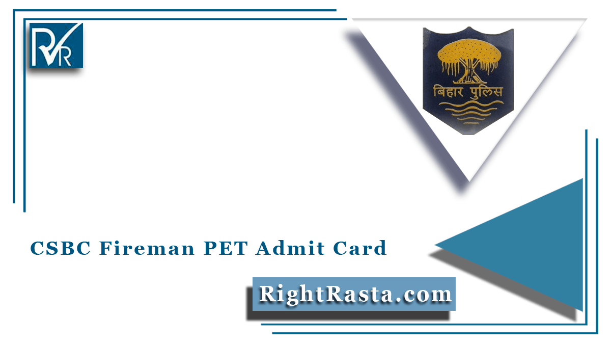 CSBC Fireman PET Admit Card
