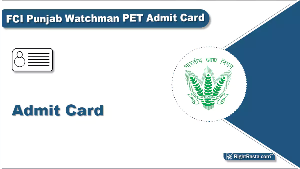 FCI Punjab Watchman PET Admit Card