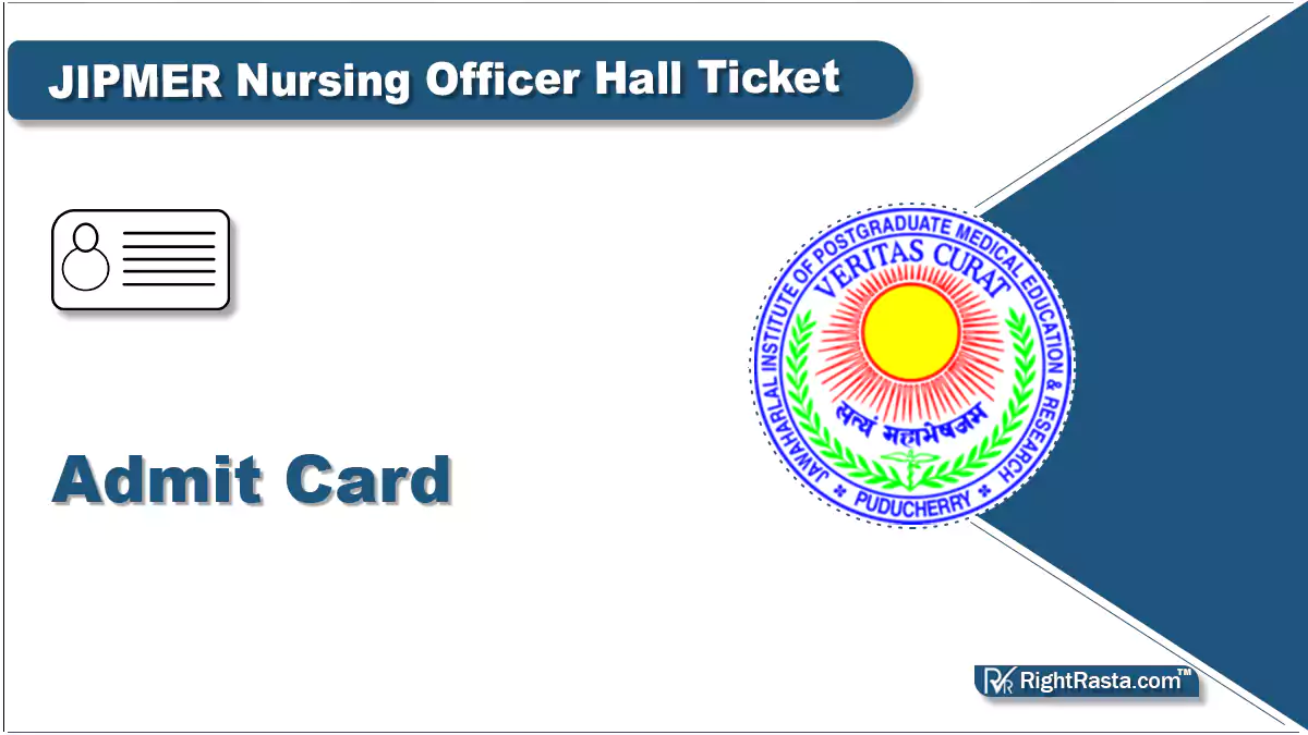 JIPMER Nursing Officer Hall Ticket