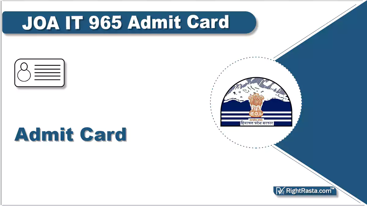 JOA IT 965 Admit Card