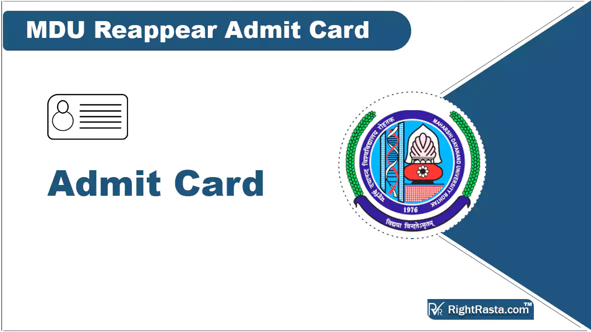 MDU Reappear Admit Card