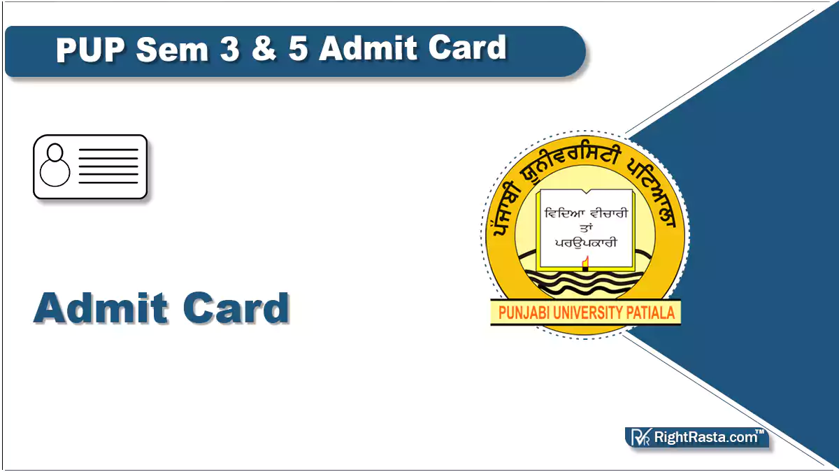 PUP Sem 3 & 5 Admit Card