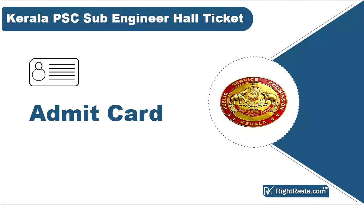 Kerala PSC Sub Engineer Hall Ticket