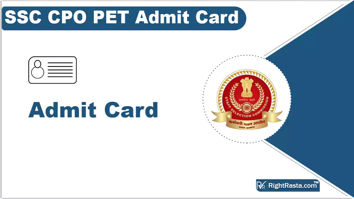 SSC CPO PET Admit Card