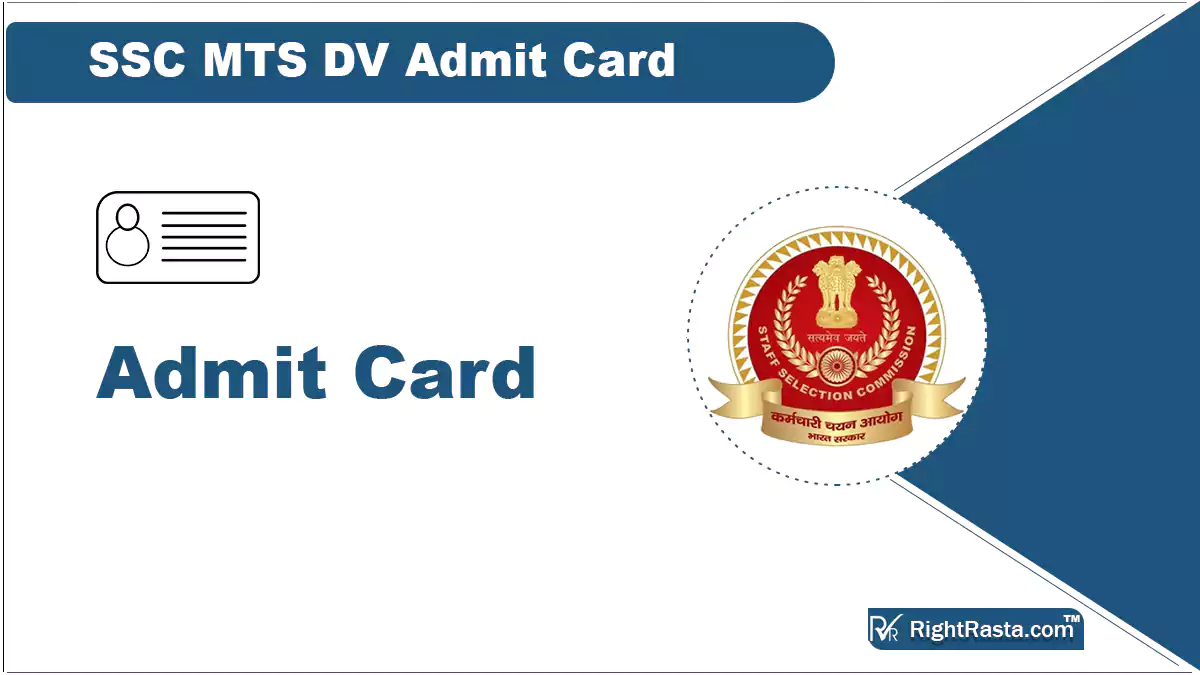 SSC MTS DV Admit Card