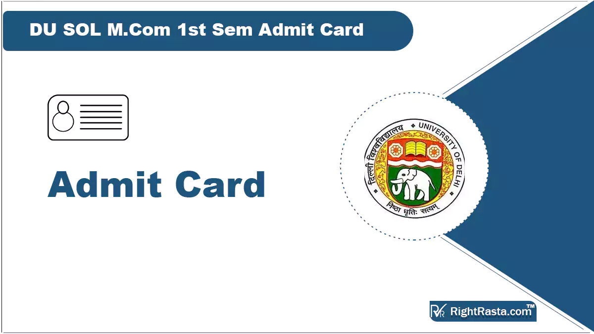DU SOL M.Com 1st Sem Admit Card