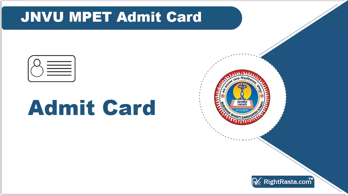 JNVU MPET Admit Card