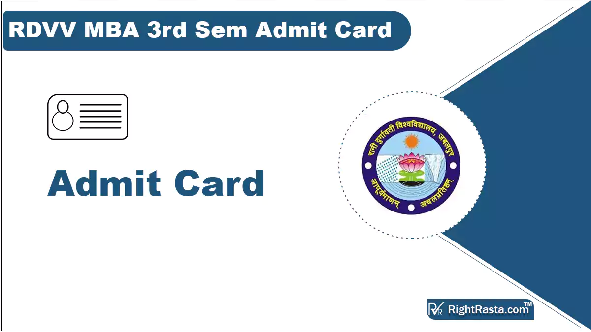 RDVV MBA 3rd Sem Admit Card
