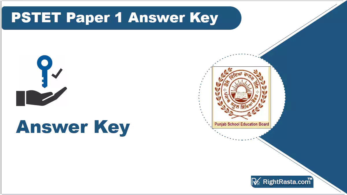 PSTET Paper 1 Answer Key
